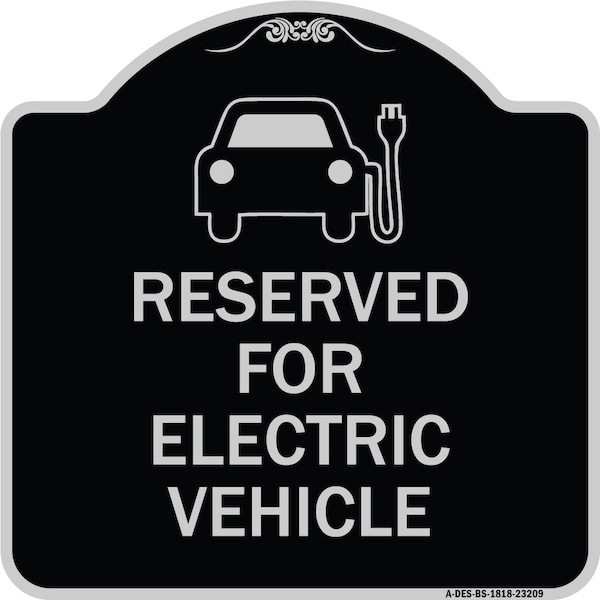 Signmission Reserved for Electric Vehicle W/ Graphic Heavy-Gauge Aluminum Sign, 18" x 18", BS-1818-23209 A-DES-BS-1818-23209 - main